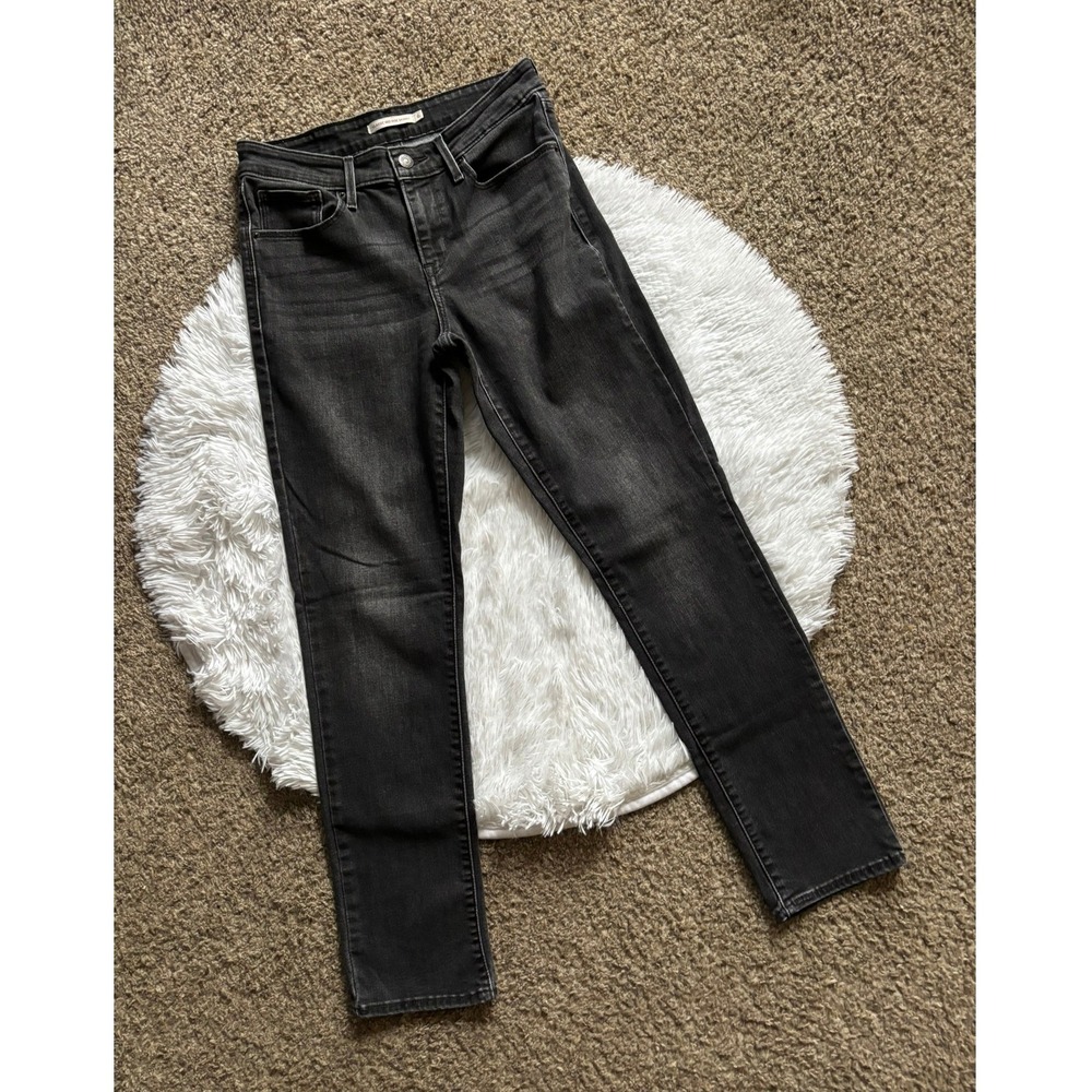 Levi's Classic Mid Rise Skinny Jeans Faded Black Denim Womens Size 6 W28 L30‎